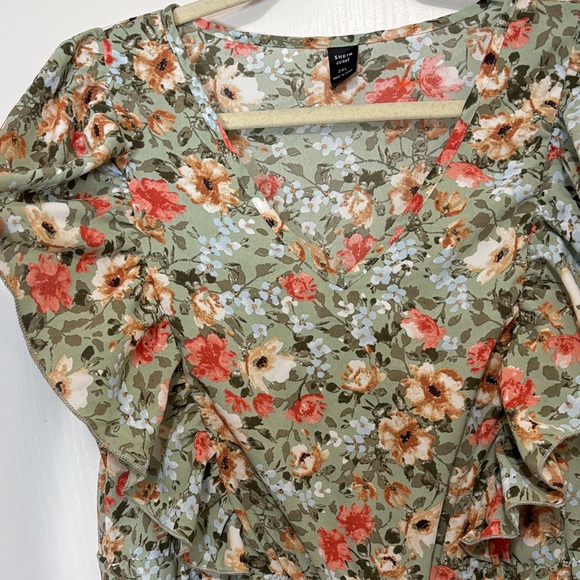 SHEIN Curve Boho Cottagecore Sage Green Floral Ruffle Maxi Dress size 2XL - Picture 4 of 11